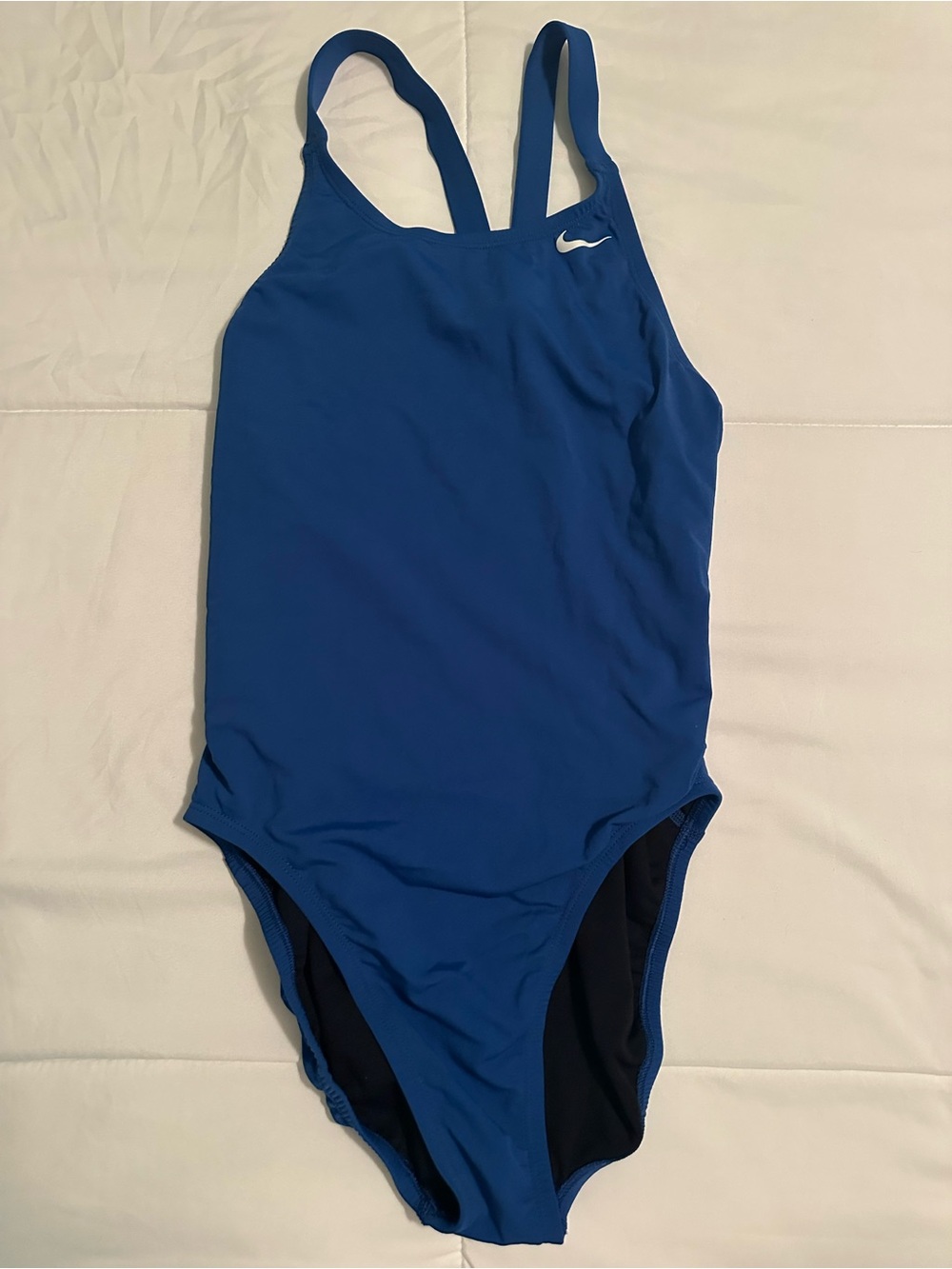 Nike Women’s One-Piece Swimsuit in Blue with White Swoosh